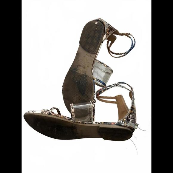 EUC! Stylish Snakeskin Print Sandals with Clear Straps 7 - Picture 4 of 4